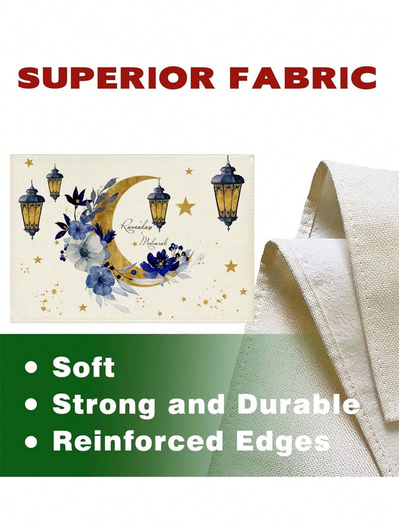 زينة رمضان مفرش طاولة رمضان مع مفارش أطباق – مفرش 33 × 183 سم + 4 مفارش 45 × 30 سم – زينة رمضان للمنازل والحفلات - Image 3