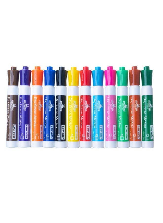 Apostrophe Games Low-Odor Chisel Tip Dry Erase Whiteboard Markers - Multicolor Pen Variety Pack, 12 Colors - Reusable Markers, Wipes Clean - Image 1