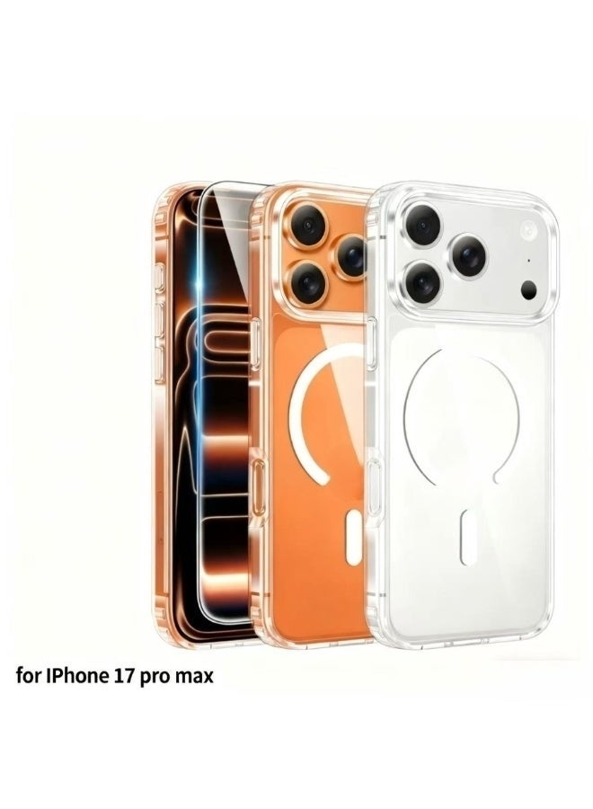 for apple iPhone 17 Pro-Max Case: Clear Magnetic Phone Cases with Screen Protector Compatible with Magsafe Slim Anti Yellowing Rugged Shockproof Protective Transparent Cell Cover (A-Clear) - Image 1