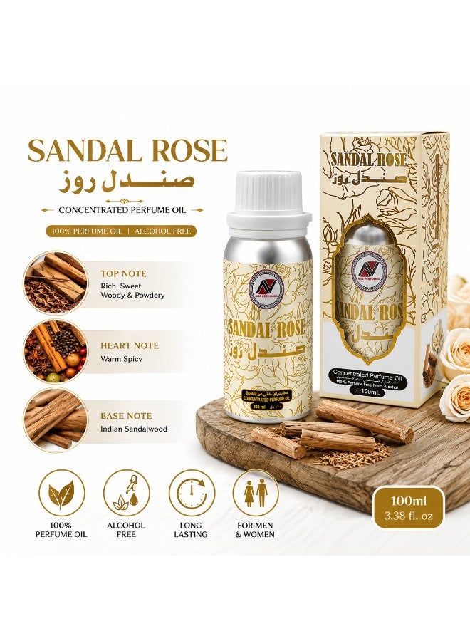 Ard Perfumes Sandal Rose Concentrated Perfume Oil 100ml – Arabic Sandalwood & Rose Attar, Long Lasting Unisex Fragrance Oil - Image 3