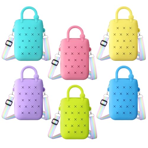 Bulyoou 6 Pcs Mini Silicone Beach Tote Bag with Drainage Hole Waterproof Sandproof Travel Birthday Gift Handbag for Pool Outdoor - Image 1