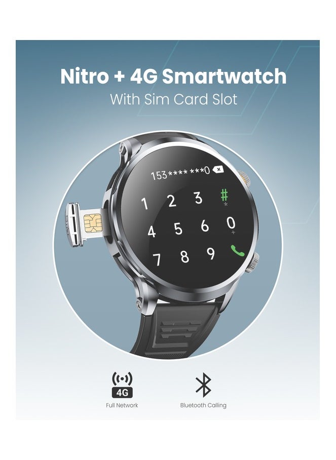 Moxedo Moxedo Nitro+ 4G Smartwatch with Built-in SIM Card Slot 1.85” IPS Spherical Display Multi-Core Processor, Independent Calling, 100+ Watch Faces, GPS Navigation with Side Camera- Black  - Image 3