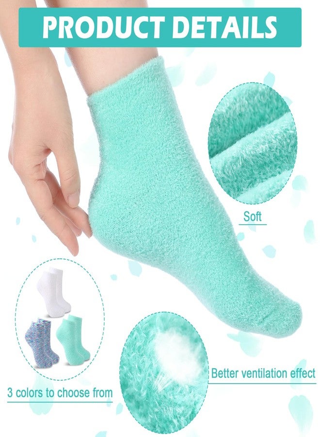 تاربوب جوارب Tarpop النسائية المرطبة بخلاصة الصبار، 3 أزواج، هدية مثالية لعيد الحب، جوارب سبا مرطبة للقدمين الجافتين والمتشققتين، مشبعة بجل مرطب للنوم، هدية رائعة للنساء والرجال لتنعيم القدمين الجافتين (أبيض، أخضر، ألوان متعددة). - Image 3