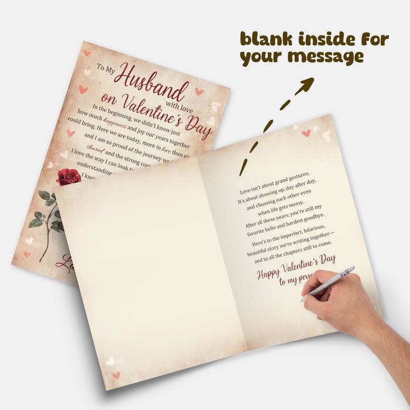 Bewoow Poem Valentineâ€™s Day Card Gifts for Husband Him, Romantic Wife to Husband Greeting with Heartfelt Love Message - Image 3