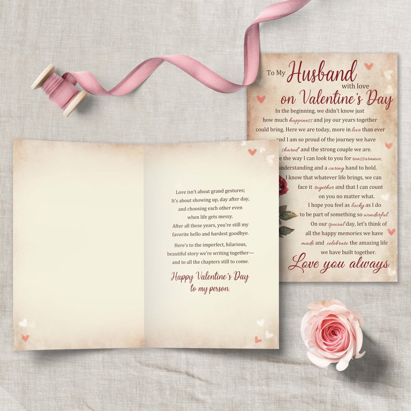Bewoow Poem Valentineâ€™s Day Card Gifts for Husband Him, Romantic Wife to Husband Greeting with Heartfelt Love Message - Image 5