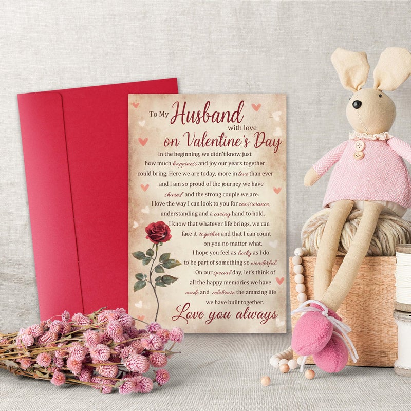 Bewoow Poem Valentineâ€™s Day Card Gifts for Husband Him, Romantic Wife to Husband Greeting with Heartfelt Love Message - Image 4