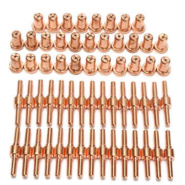 60Pcs Consumables Extended Long Tip Electrodes And Nozzles for Pt31 Lg40 40A Air Plasma Cutter 