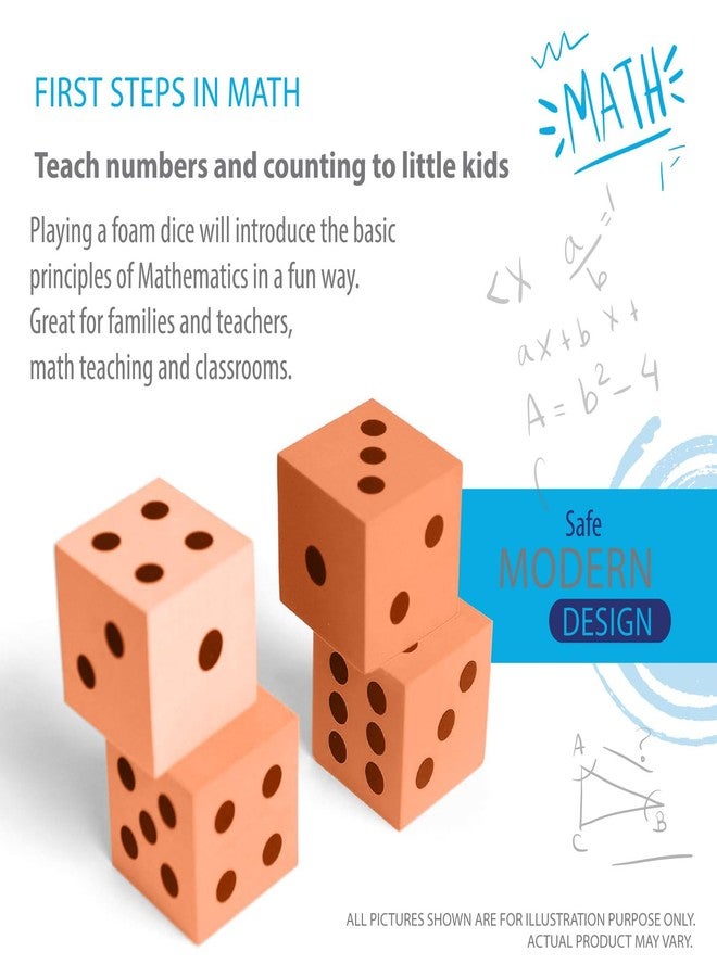 ديك هوم مجموعة مكعبات إسفنجية من ديك هوم (عبوة من 4 قطع)، مكعبات كبيرة للفصول الدراسية والتعليم المنزلي، لون برتقالي زاهٍ، حجم كبير 1.96 بوصة، خفيفة الوزن، لعبة هادئة، ألعاب رياضيات، فصول دراسية، مواد غير سامة - Image 5