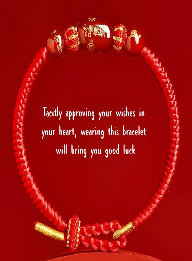sunglnl New Year of Horse Rope Beaded Bracelets, Luxurious 2026 Chinese Spring Festival With Gift Card Box Chinese Zodiac Animal Origin Adjustable String Charm Good Luck Handwoven Braided Corded Jewelry Gifts for Women Men (Red Horse) - Image 3