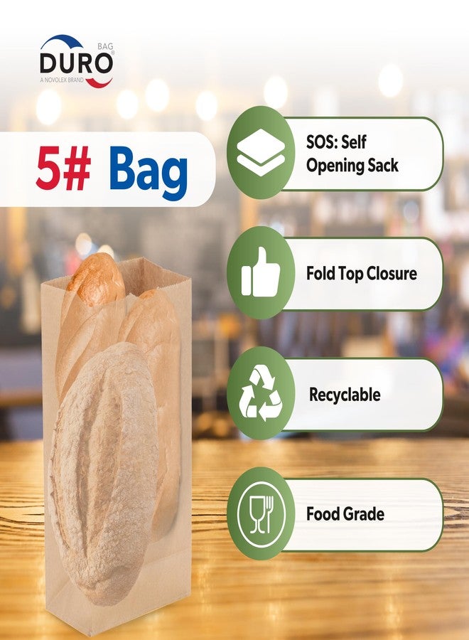 Duro ID# 18405 5# SOS Bag 35# 100% Recycled Natural Kraft, Pack of 500 - Image 3