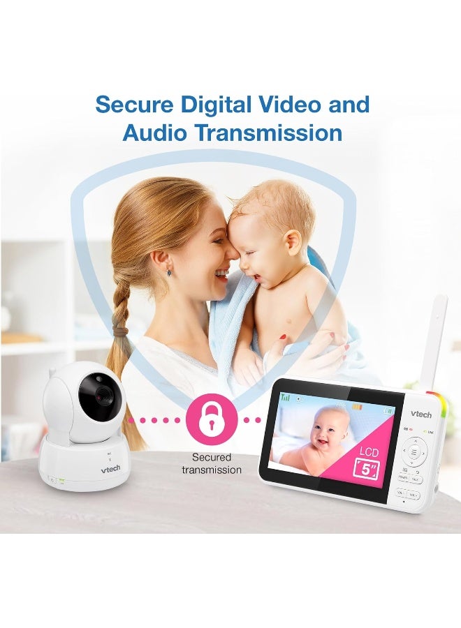 VTech Baby Monitor No WiFi 2 Cameras Remote PanTiltZoom for Twins Two Rooms HackProof 17Hr Battery 1000ft Range Auto Night Vision Temperature Sensor VM9242 - Image 5