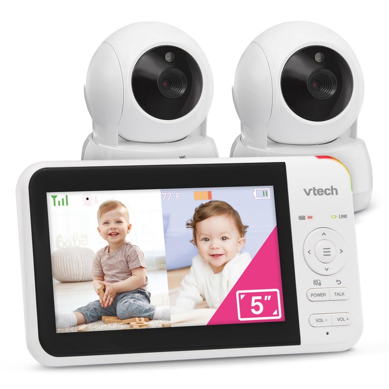 VTech Baby Monitor No WiFi 2 Cameras Remote PanTiltZoom for Twins Two Rooms HackProof 17Hr Battery 1000ft Range Auto Night Vision Temperature Sensor VM9242 - Image 2