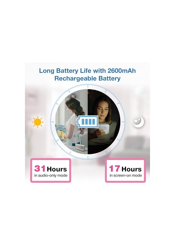 VTech Baby Monitor No WiFi 2 Cameras Remote PanTiltZoom for Twins Two Rooms HackProof 17Hr Battery 1000ft Range Auto Night Vision Temperature Sensor VM9242 - Image 3