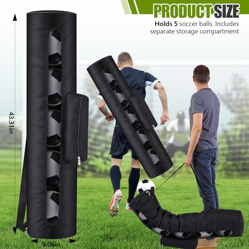 SilTriangle Mesh Soccer Ball Bag Holds up to 5 Balls Football Bag for Coaches 40 x 9 Inches Equipment Bags with 1 Front Pockets and Adjustable Shoulder Strap for Coach Sport Accessories Gym Volleyball - Image 3
