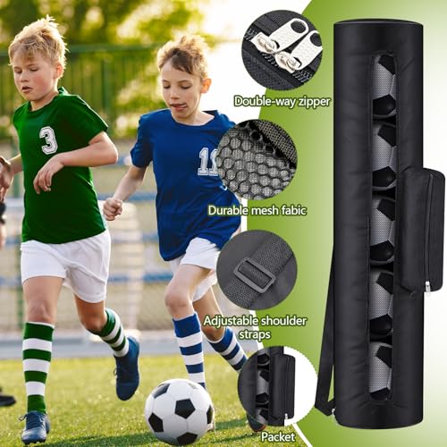SilTriangle Mesh Soccer Ball Bag Holds up to 5 Balls Football Bag for Coaches 40 x 9 Inches Equipment Bags with 1 Front Pockets and Adjustable Shoulder Strap for Coach Sport Accessories Gym Volleyball - Image 4