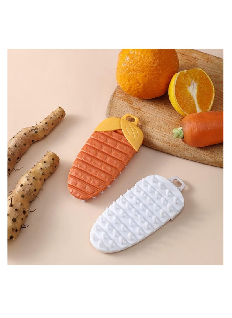 4 Pcs Vegetable Brush, Bendable Fruit Veggie Scrubber, Silicone Cleaning Brush for Corn Potato and Carrots, Non Slip Grip for Kitchen