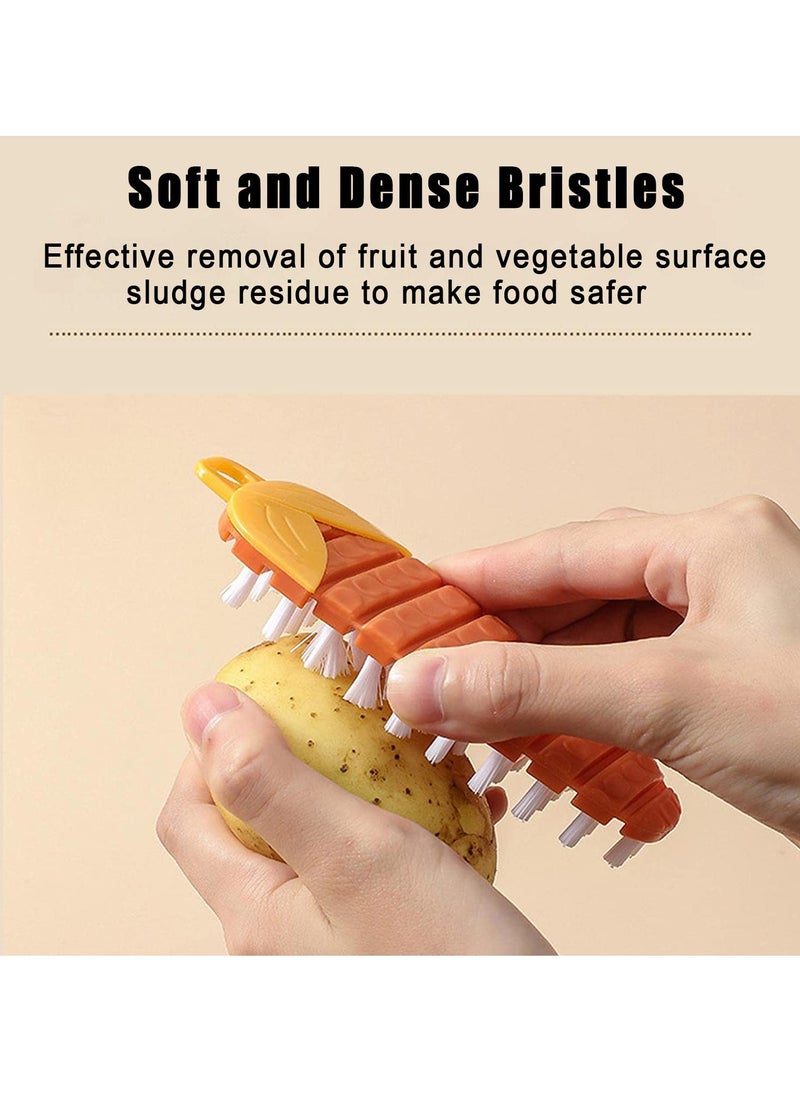 4 Pcs Vegetable Brush, Bendable Fruit Veggie Scrubber, Silicone Cleaning Brush for Corn Potato and Carrots, Non Slip Grip for Kitchen