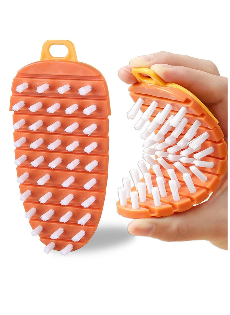 4 Pcs Vegetable Brush, Bendable Fruit Veggie Scrubber, Silicone Cleaning Brush for Corn Potato and Carrots, Non Slip Grip for Kitchen