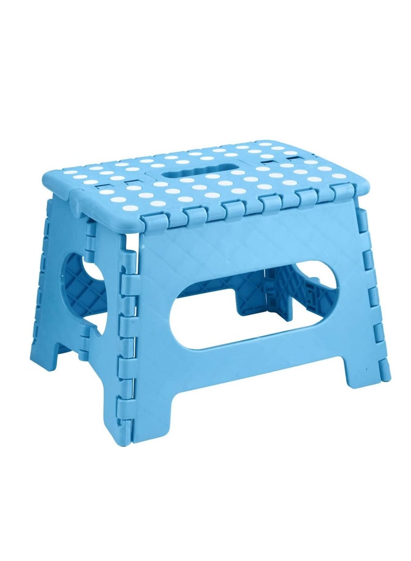 DURKU Folding Step Stool for Kids Adults, Portable Collapsible Foot Stools 9 Inch Height, Foldable Plastic Stool for Kitchen, Bathroom, Garden, Indoor, Stool Lightweight Outdoor (Blue) - Image 1