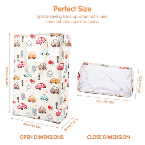 Odonata Slim Laundry Hamper Handles Collapsible Laundry Basket Thin Dirty Clothes Basket Narrow Laundry Bag Foldable Dirty Hamper 48L (Car) - Image 2