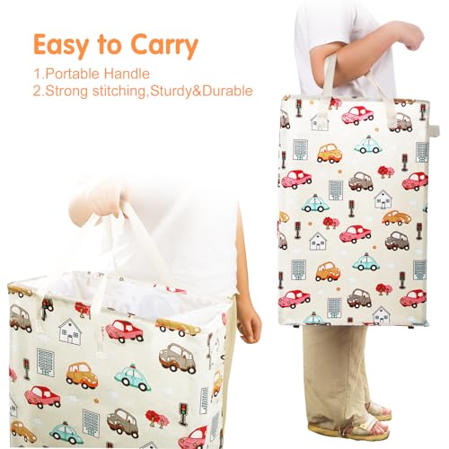 Odonata Slim Laundry Hamper Handles Collapsible Laundry Basket Thin Dirty Clothes Basket Narrow Laundry Bag Foldable Dirty Hamper 48L (Car) - Image 4