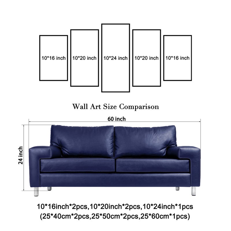 Wieco Art Sunflowers Canvas Prints Wall Art Landscape Pictures Paintings Ready to Hang for Living Room Bedroom Home Office Decorations Modern 5 Panels Stretched and Framed Yellow Flower - Image 5