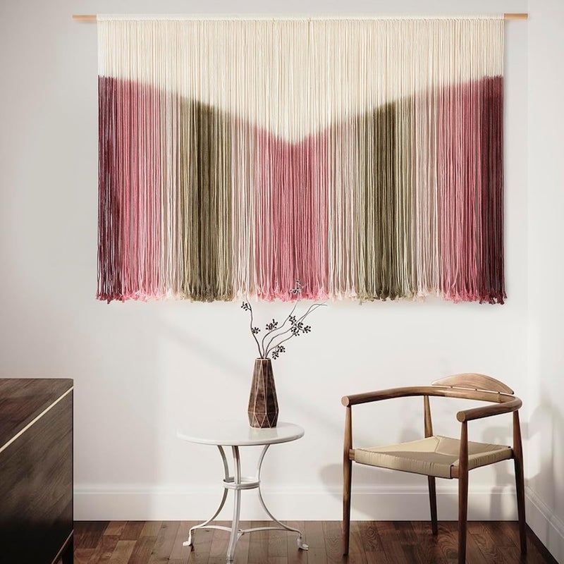 IOWER General purpose design Large Macrame Wall Hanging Boho Wall Decor Large Scale Tie-Dye Yarn Living Home Room Boho Wall Decor for Bedroom Home Wall Art 57" W x 35" L Light & heavy use compatible - Image 3