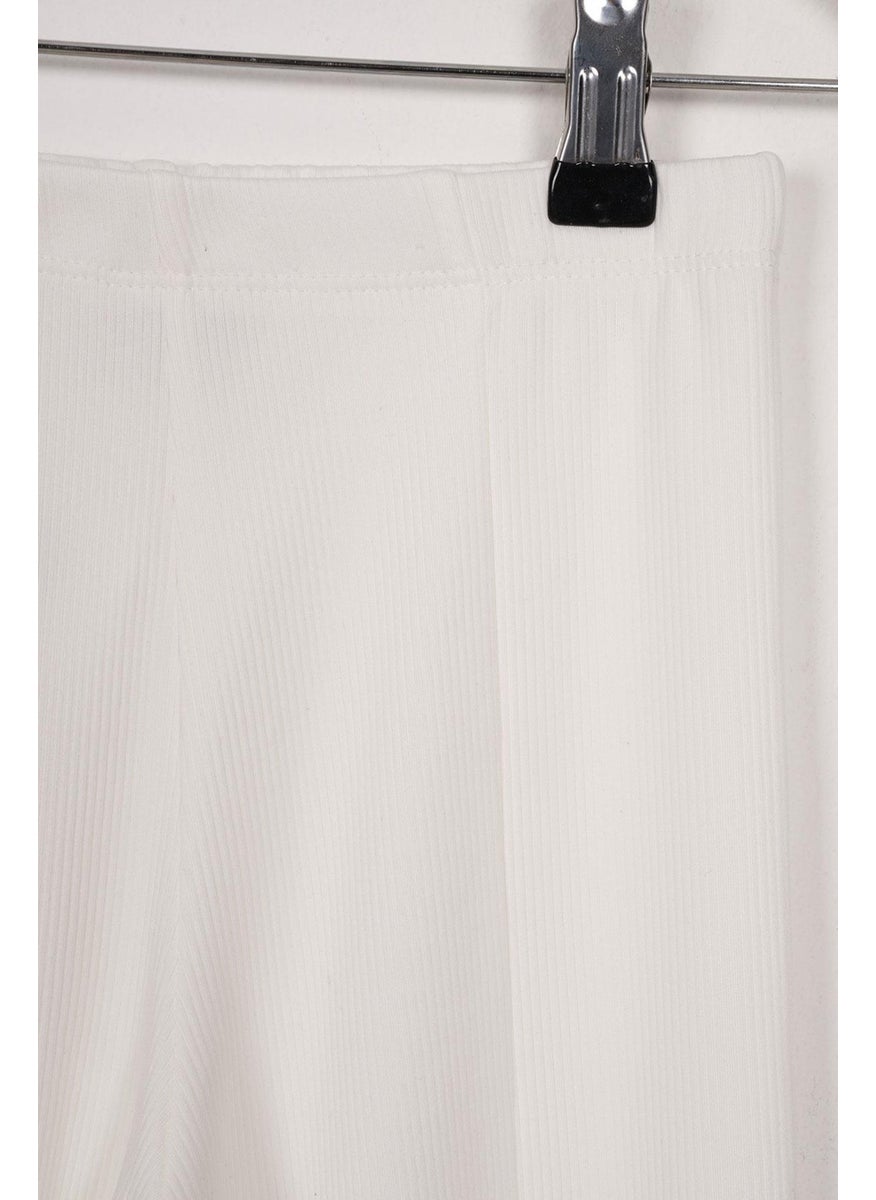 WEWE On Leg Slit Detailed Ribbed Ecru Color Girls Tights  - Image 2