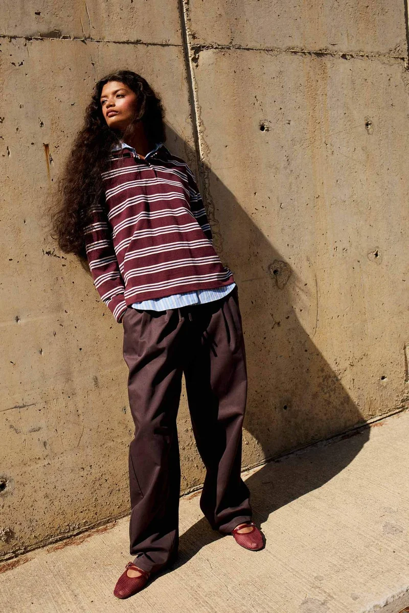 ديفاكتو Baggy Fit Regular Waist Gabardine Trousers