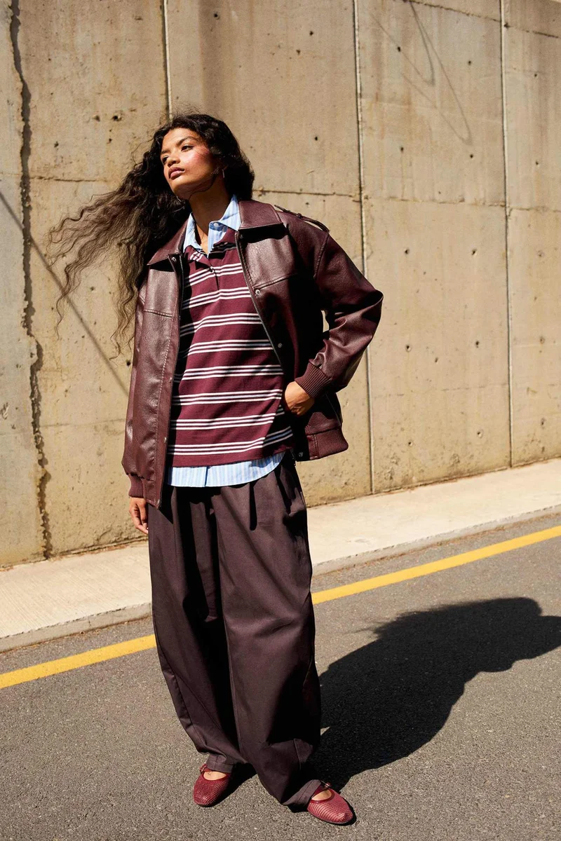 ديفاكتو Baggy Fit Regular Waist Gabardine Trousers