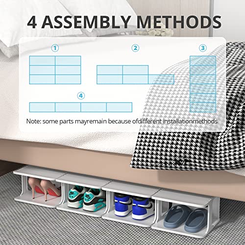 ZOINLIY Stackable Shoe Organizer for Closet, Small Shoe Rack for Entryway, Bedroom, Dorm Rooms, Free Standing Shoe Shelf, Plastic Shoe Cubby for Small Space, Grey Space Saver Shoe Holder - Image 2