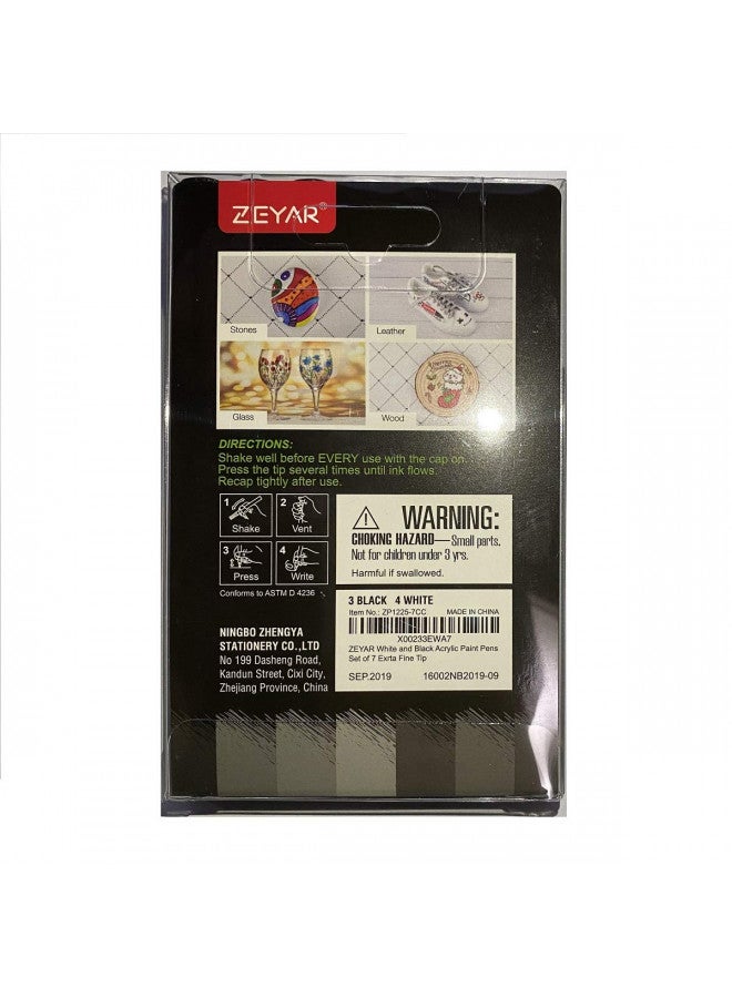ZEYAR White and Black Acrylic Paint pen, Water Based, Set of 7, Extra Fine Point, Great for Rock Painting, Ceramic, Glass, Wood and smooth surfaces, Opaque ink (White and Black) - Image 3