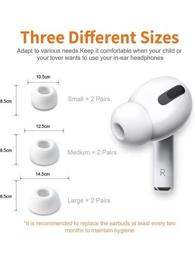 جوي فوكس ستة أزواج من أطراف الأذن البديلة المصنوعة من السيليكون الأبيض لسماعات AirPods Pro مع علبة تخزين محمولة - Image 3