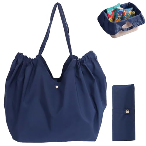 Tiltol Foldable Reusable Grocery Bags,Shopping Bags,Folding Bags Totes,Shrinkable Shopping Bag for Groceries,Travel and Storage,Machine Washable Reusable,Stylish,Large capacity,Strong(Blue) - Image 1