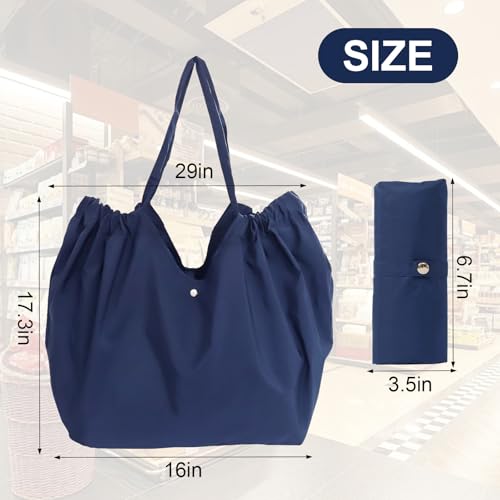 Tiltol Foldable Reusable Grocery Bags,Shopping Bags,Folding Bags Totes,Shrinkable Shopping Bag for Groceries,Travel and Storage,Machine Washable Reusable,Stylish,Large capacity,Strong(Blue) - Image 4
