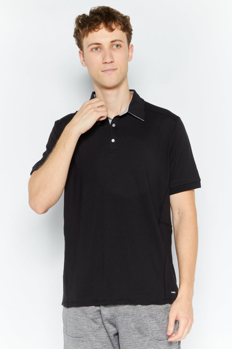 MOTION Men Sportswear Fit Short Sleeves Training Polo Shirt, Black - Image 1