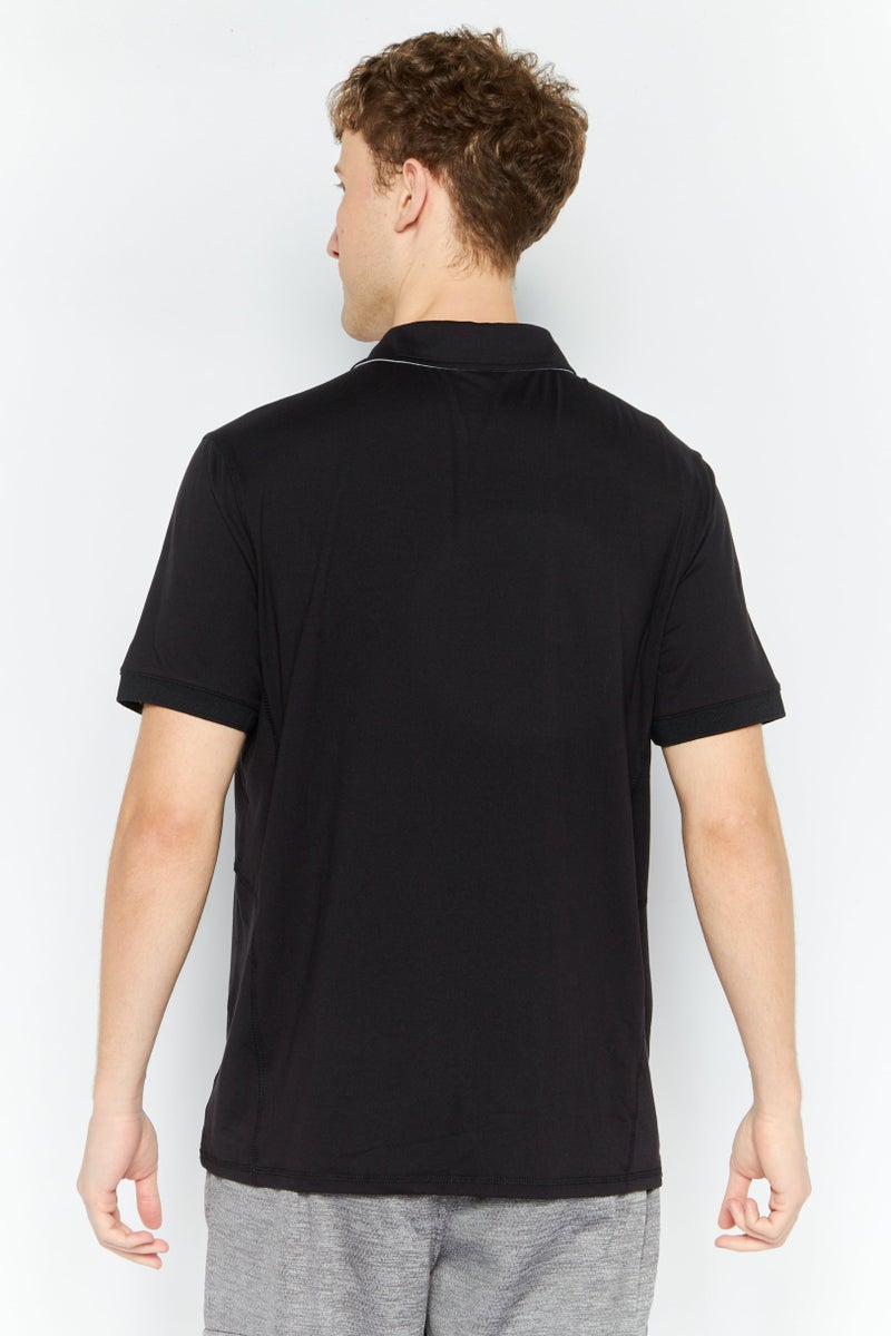 MOTION Men Sportswear Fit Short Sleeves Training Polo Shirt, Black - Image 4