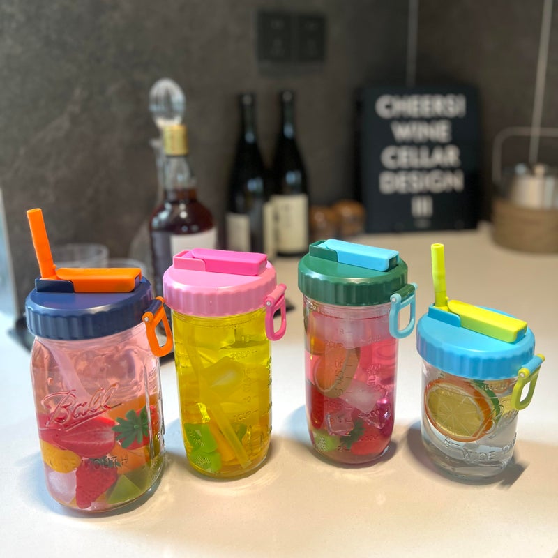 DIPESI 4 Pack Wide Mouth Mason Jar Lids with Straw, Leak-Proof Covers for Drinking or Storage, Fits Ball & Kerr Mason Jars - Image 2