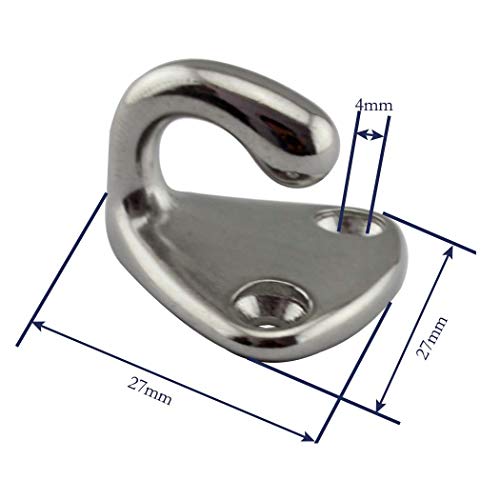 Flomore Fending Hook Marine Grade 316 Stainless Steel Pad Eye Fender Hook Boat Ship Hardware Come with Screws (Pack of 6) - Image 4