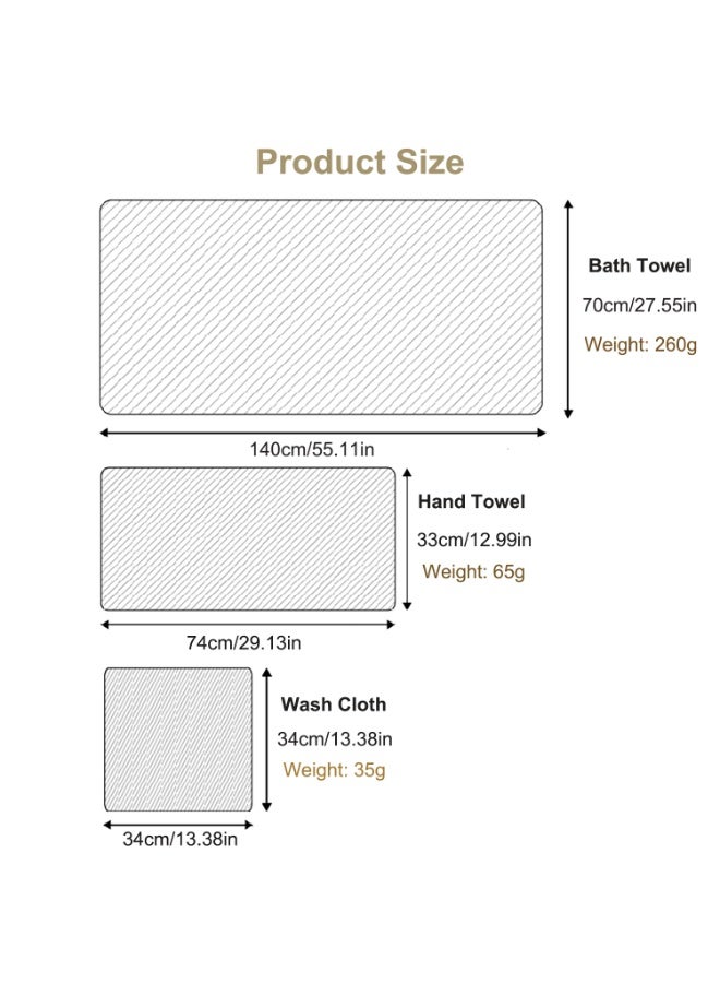 Cotton Waffle Towel Set, 3 Pieces, Bath Towel 140x70cm, Hand Towel 74x33cm, Washcloth 34x34cm, Ultra-Soft, Highly Absorbent, Quick-Drying - Image 3