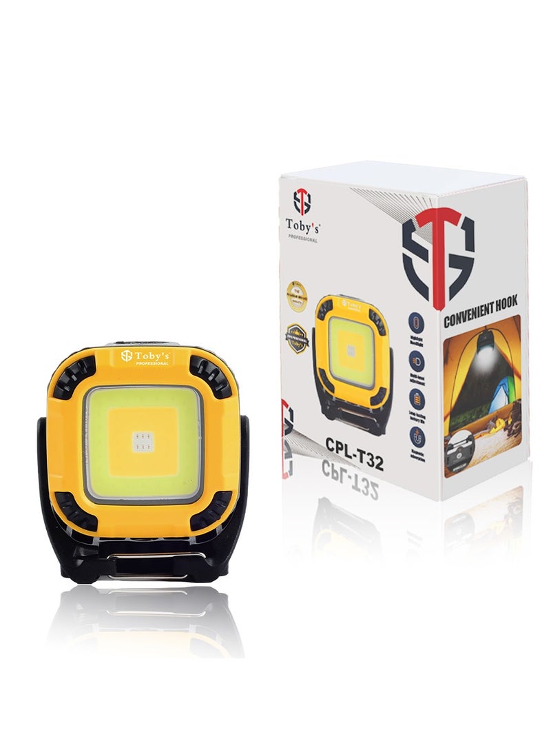 Toby's Toby’s CPL-T32 Rechargeable LED Light with Magnetic Base Adjustable Brightness SOS Mode-Ideal for Camping Emergency Garage and Outdoor Use - Image 1