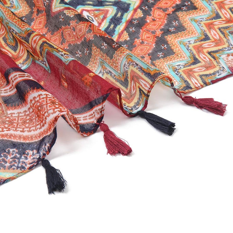 Yeieeo Boho Scarf for Women Lightweight Floral Printed Scarf Fall Winter Fashion Fringed Scarves Wraps Shawl (Floral 12) - Image 5