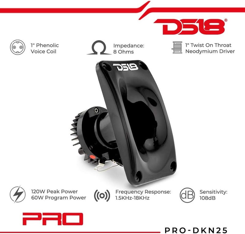 DS18 سماعة تويتر للسيارات DS18 1 بوصة 120 واط PA DJ هورن درايفر PRO-DKN25 فردي - Image 2