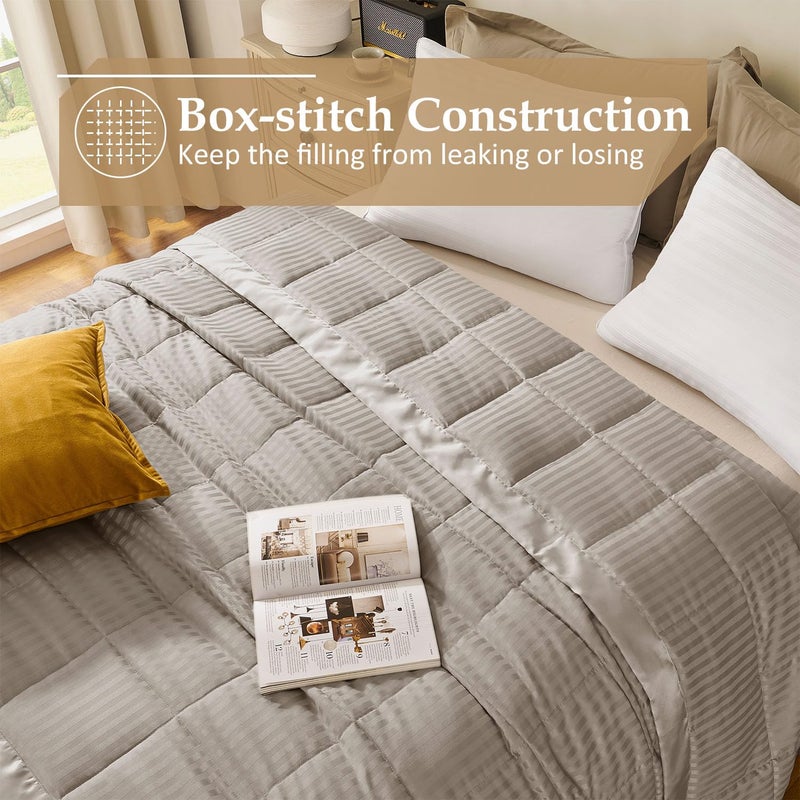 downluxe King Size Blanket with Satin Trim, Lightweight Down Alternative King Blanket for All Season, Machine Washable (Sand, 108 x 90 Inch) - Image 4