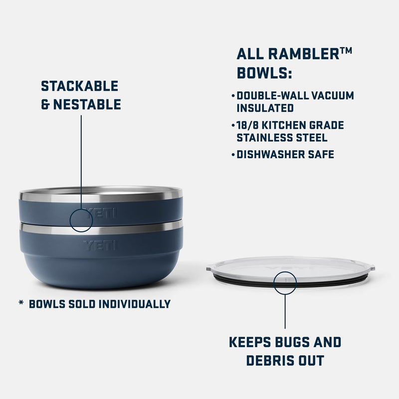 YETI Rambler Low Bowls, Vacuum Insulated, Stackable and Nestable Stainless Steel Bowl with Lid, 3.6 Quart, Cherry Blossom - Image 2