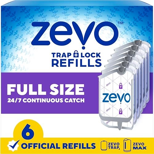Zevo Flying Insect Trap Official Refill Cartridges - Fits Both Zevo Trap & MAX Indoor Fly Trap - Authentic Trap+Lock Technology to Catch Gnats, House & Fruit Flys (6 Official Refill Cartridges) - Image 1