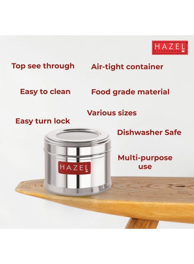 HAZEL Masala Box For Kitchen With Airtight Lid | 300 Ml Stainless Steel Top See Through Storage Containers For Kitchen Air Tight, Set Of 6, Silver - Image 3