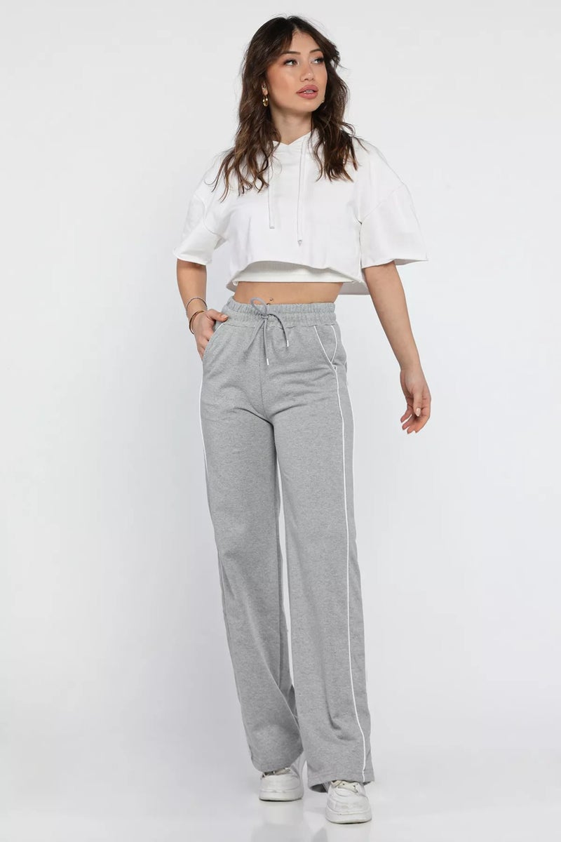 Gülseli Women's High Waist Side Stripe Wide Leg Sweatpants  - Image 1