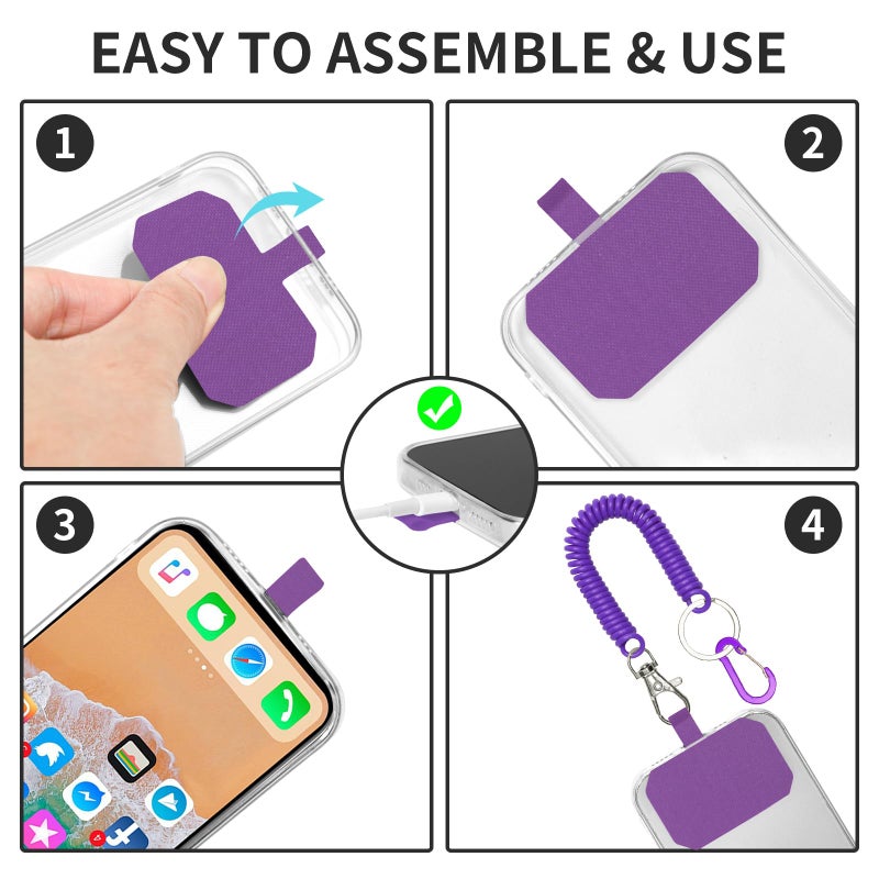 HOTEMIA Phone Tether Lanyard Anti Theft Phone Strap with Carabiner Anti-drop Outdoor Skiing Hiking Cycling fishing Climbing fit iPhone and Most Cell Phone (Black+Purple) - Image 4