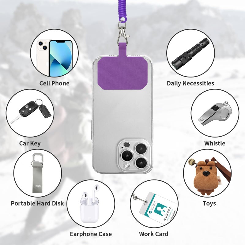 HOTEMIA Phone Tether Lanyard Anti Theft Phone Strap with Carabiner Anti-drop Outdoor Skiing Hiking Cycling fishing Climbing fit iPhone and Most Cell Phone (Black+Purple) - Image 3